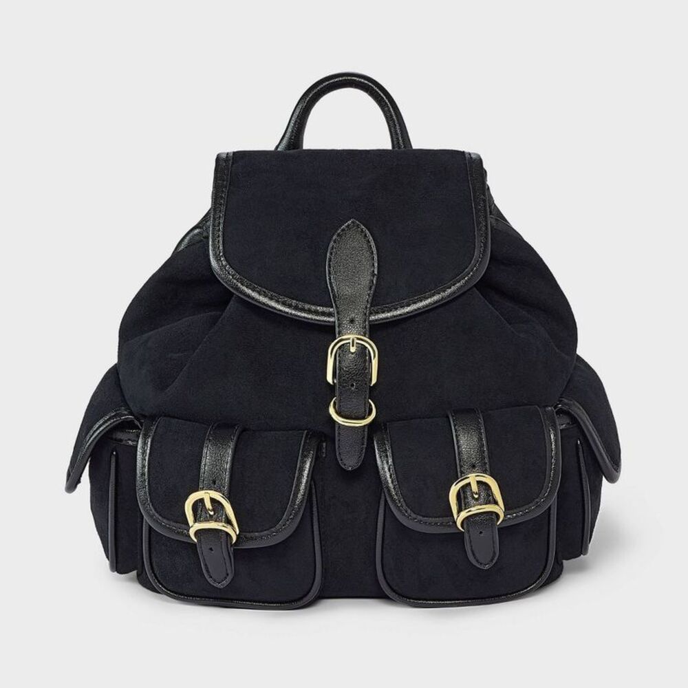 Faux Suede Utility Mini Backpack - Universal Thread Black